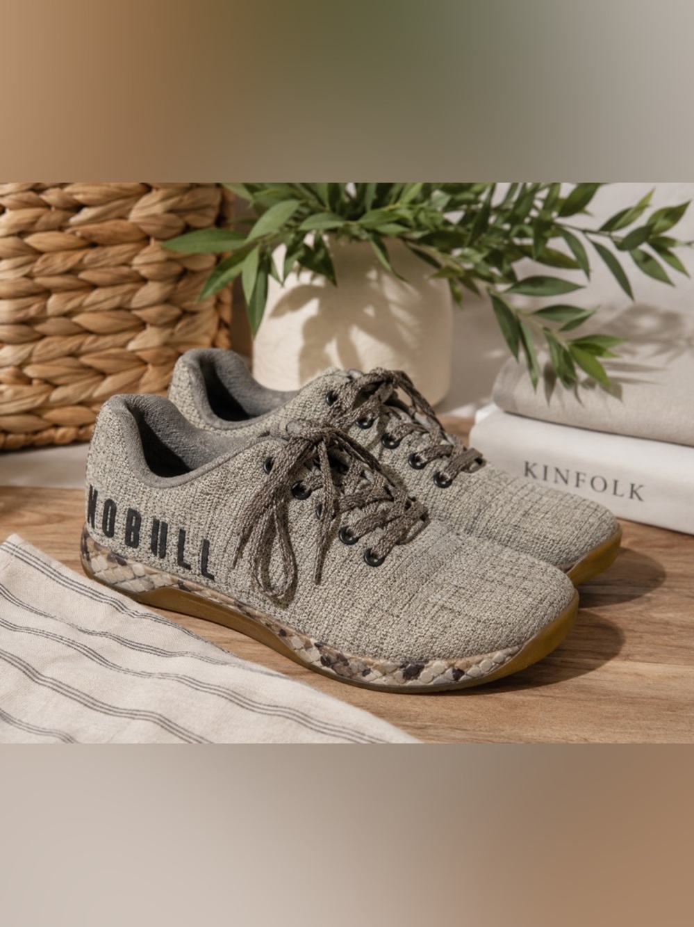 NOBULL Knit Trainer Sneakers Tan Camo Sole Women’s 6 Men’s 4.5